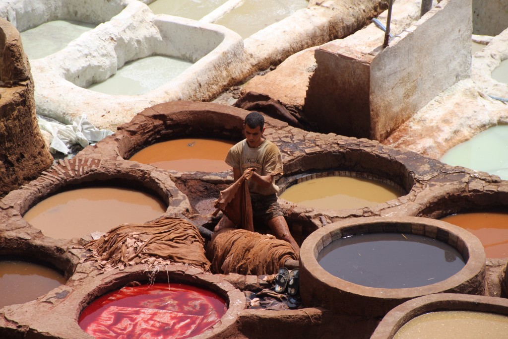 In case you wondered how they make those brightly coloured leather slippers